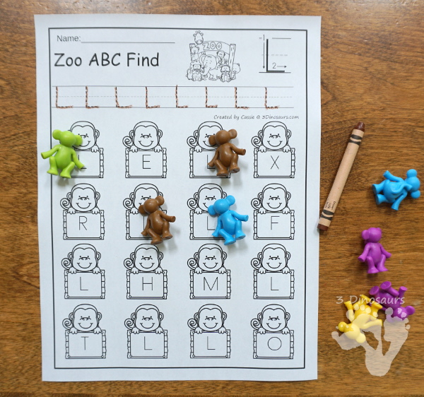 Easy No-Prep Zoo ABC Find - easy no-prep printables with a fun zoo animals theme 52 pages with uppercase and lowercase $ - 3Dinosaurs.com