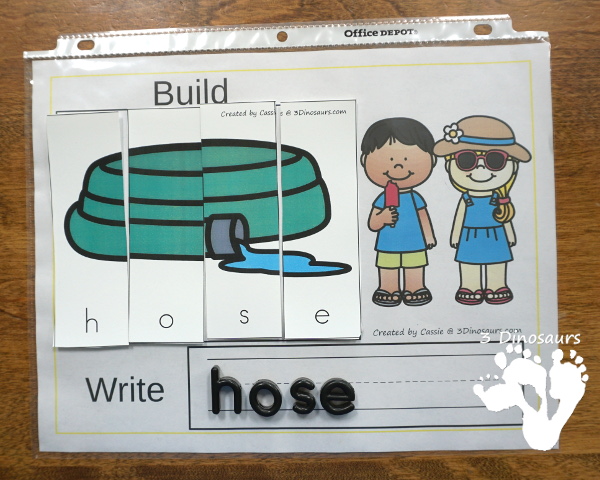 Free Hands-On Learning with Summer Themed Spelling Puzzles - work on summer words with 10 puzzles and recording mat. - 3Dinosaurs.com #freeprintable #spelling #handsonlearning #3dinosaurs