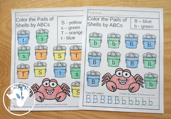Beach Activity Pack: ABCs with no-prep pages, clip cards for uppercase only and matching uppercase and lowercase and three types of ABC tracing strips. - 3Dinosaurs.com