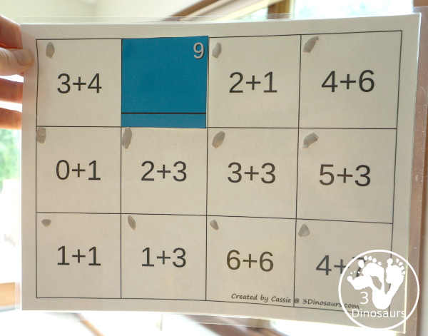 Free Beach Themed Addition Puzzle - with addition from 1 to 12 with a hands-on matching puzzles with a beach scene. - 3Dinosaurs.com