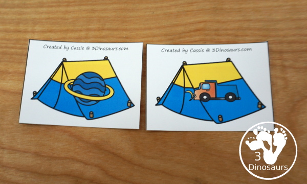 Free Camping Themed L Blends Sorting with 6 sorting mats and 3 cards for each mat - 3Dinosaurs.com