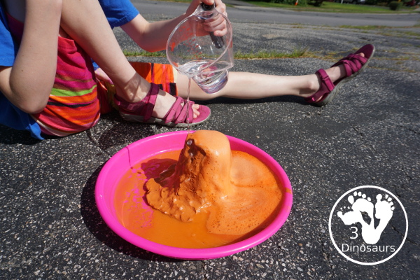 Building a Volcano with Vacation Under The Volcano - a fun science activity for kids to do with the Magic Tree House Book Vacation Under the Volcano - 3Dinosaurs.com