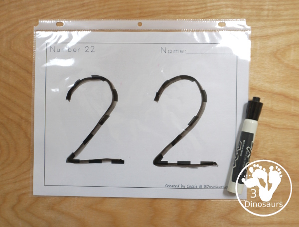 Free Number Tracing Pages - large number tracing pages with numbers from 1 to 31 to match the calendar - A simple way to reuse the large number tracing printables - 3Dinosaurs.com