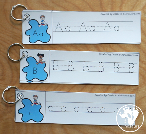 Summer Themed Prewriting, Shape, ABCs & Numbers - a fun activity pack with 189 pages of printables with a mix of no-prep, easy reader books and clip cards for learning with a summer water theme for kids to try out and learn with printables that all work together.  - 3Dinosaurs.com