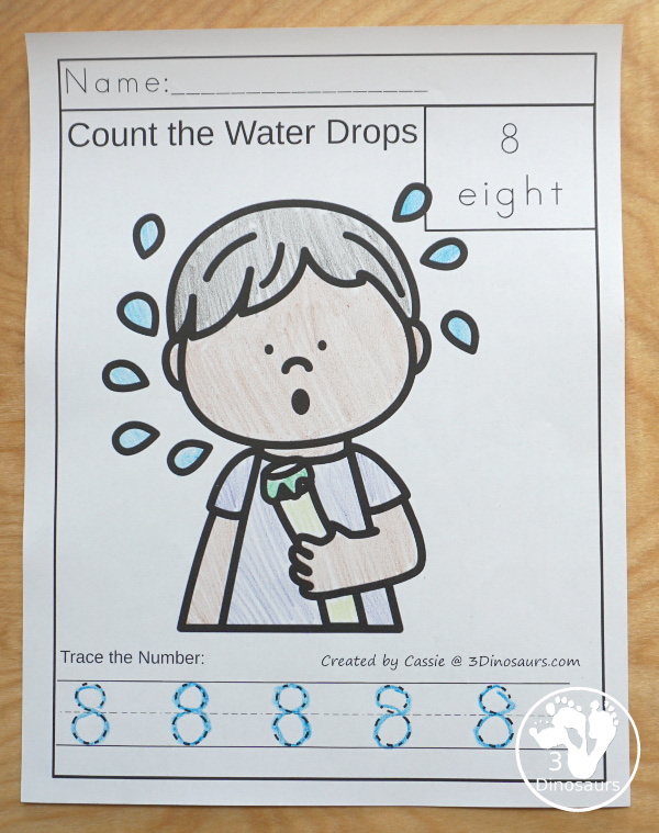 Summer Themed Prewriting, Shape, ABCs & Numbers - a fun activity pack with 189 pages of printables with a mix of no-prep, easy reader books and clip cards for learning with a summer water theme for kids to try out and learn with printables that all work together.  - 3Dinosaurs.com