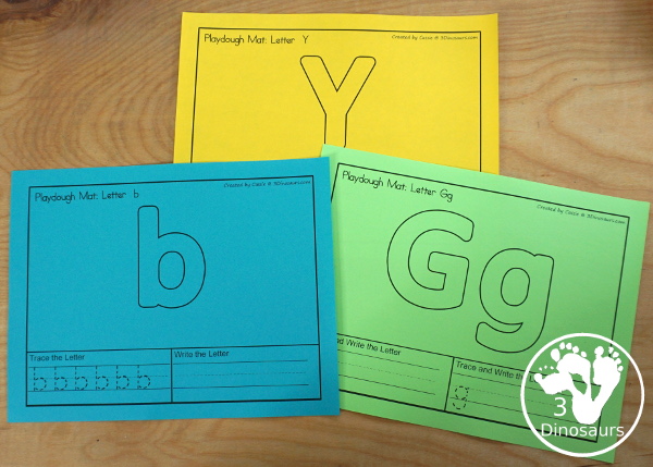 Free Alphabet Playdough Mats with Tracing & Writing four playdough mats for each letter you have four options for each letter - 3Dinosaurs.com
