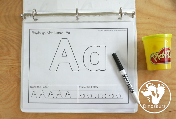 Free Alphabet Playdough Mats with Tracing & Writing four playdough mats for each letter you have four options for each letter - 3Dinosaurs.com