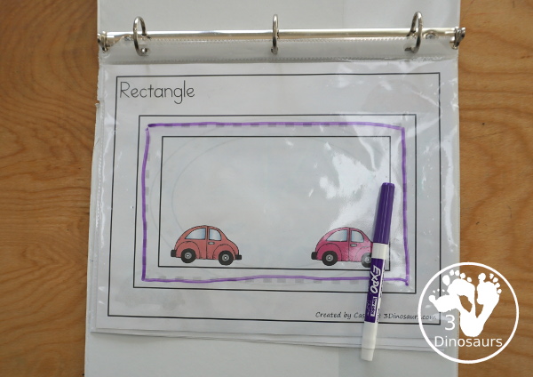 Free Road Shape Tracing Printable - Super fun shape tracing printable to use with kids to learn 9 shapes - A fun tracing shape transportation printable you can use - 3Dinosaurs.com