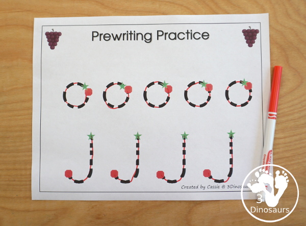 Free Romping & Roaring G Pack Letter Pack: G is for Grape - a letter G pack that has prewriting, finding letters, tracing letters, coloring pages, shapes, puzzles and more - 3Dinosaurs.com