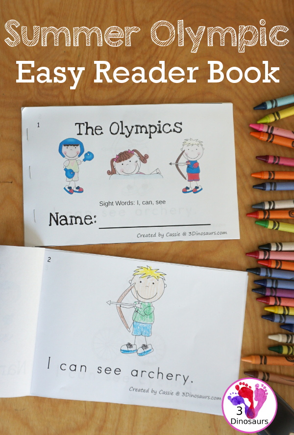 FREE Summer Olympic Easy Reader Book - 8 page easy to ready books for the Summer Olympics sports kids can see - 3Dinosaurs.com