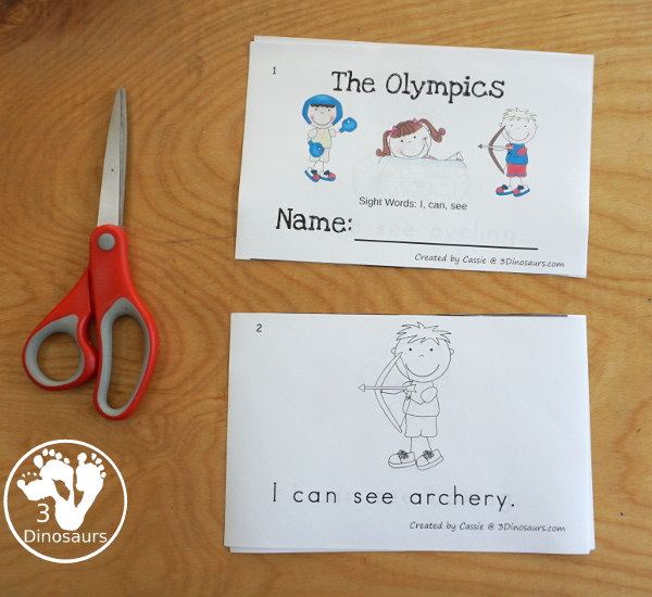 FREE Summer Olympic Easy Reader Book - 8 page easy to ready books for the Summer Olympics sports kids can see - 3Dinosaurs.com