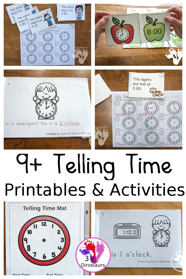 Telling Time Activities & Printables on 3Dinosaurs.com