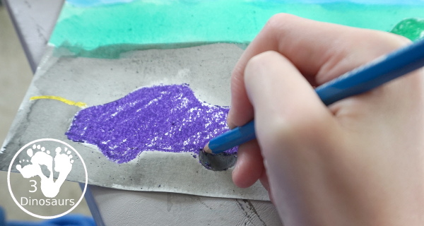 Transportation Painting with Watercolors and Oil Pastels - a super fun car and plane painting that kids can do with mixed art of watercolor and oil pastels - 3Dinosaurs.com