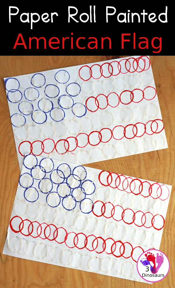 Paper Roll Painted American Flag - a simple tot and preschool flag craft that kids can do to make an American Flag - 3Dinosaurs.com