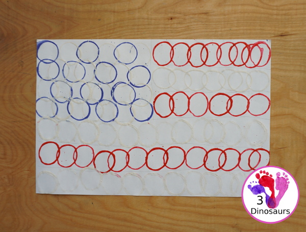 Paper Roll Painted American Flag - a simple tot and preschool flag craft that kids can do for an American Flag - 3Dinosaurs.com