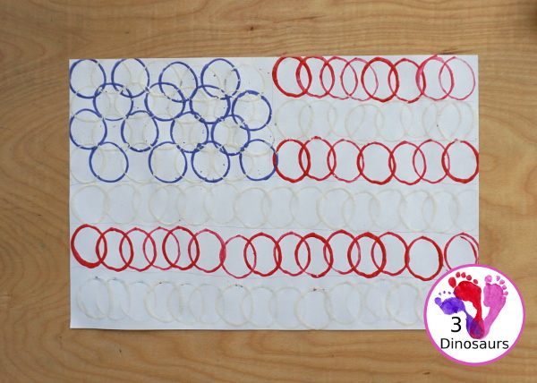 Paper Roll Painted American Flag - a simple tot and preschool flag craft that kids can do for an American Flag - 3Dinosaurs.com