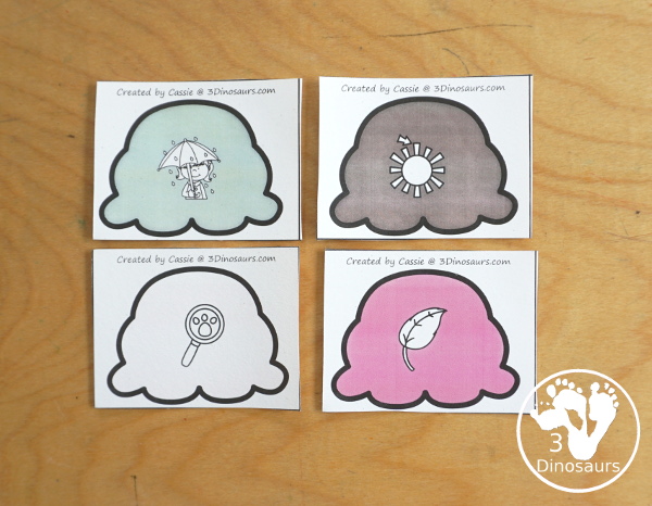 Free Ice Cream  Vowel Team Matching Printable - with two matching ovwel team pictures for each ice cream cone. A great hands-on activity for vowel team words.- 3Dinosaurs.com