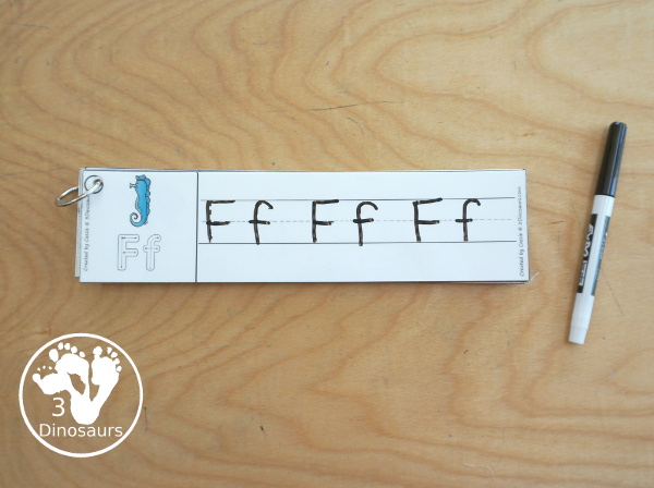 Free Ocean Animal ABC Tracing Strips - with uppercase and lowercase together. You have fun kids with an ocean animal plus you can see an example of how to trace the letters - 3Dinosaurs.com