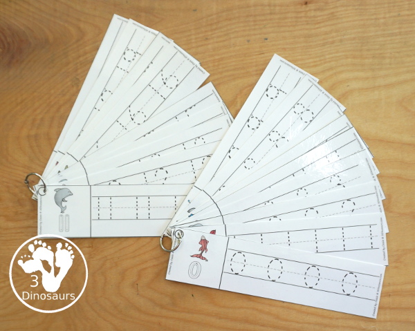 Free Ocean Themed Number Tracing Strips  Printable - with numbers 0 to 20. With ocean animal themes and examples of how to trace the numbers and numbers to trace. Plus fun ocean animals on each strip. - 3Dinosaurs.com