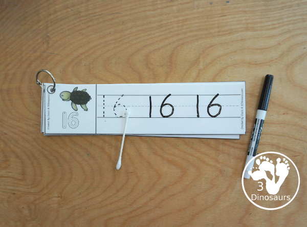 Free Ocean Themed Number Tracing Strips  Printable - with numbers 0 to 20. With ocean animal themes and examples of how to trace the numbers and numbers to trace. Plus fun ocean animals on each strip. - 3Dinosaurs.com