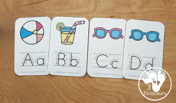 Free Summer ABC & Number Wall Cards - numbers 0 to 20 and all 26 letters of the alphabet - 3Dinosaurs.com