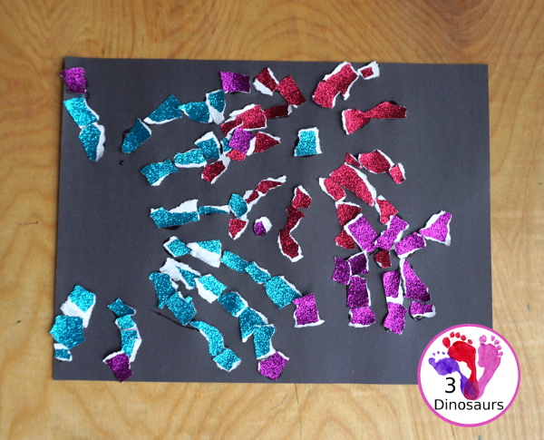 Torn Paper Glitter Fireworks Craft For Kids - A easy to make firework craft that can be done at different ages. It is simple to set up craft - 3Dinosaurs.com