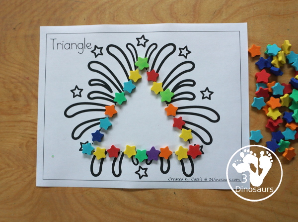 Free Firework Shape Tracing Printable with 9 shapes for kids to trace with a firework theme. Only one shape on each page -  3Dinosaurs.com