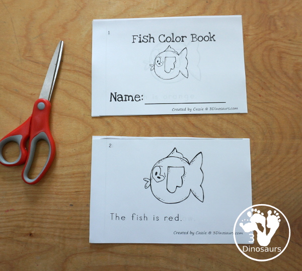Free Fish Color Easy Reader Book Printable has 11 color words for kids to learn with a fun fish themed book for a pet theme or an ocean theme - 3Dinosaurs.com