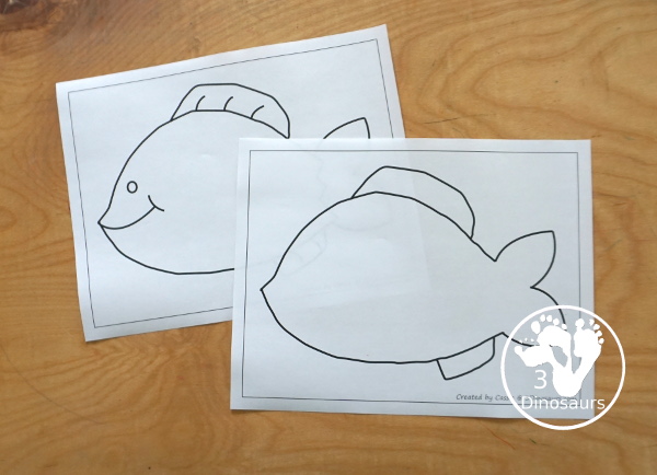 Free Fish Fine Motor Mats - A fun Ocean Theme for kids for a fine motor center. You can color, trace, and dot the fish! - 3Dinosaurs.com