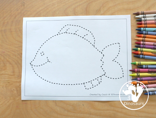 Free Fish Fine Motor Mats - A fun Ocean Theme for kids for a fine motor center. You can color, trace, and dot the fish! - 3Dinosaurs.com