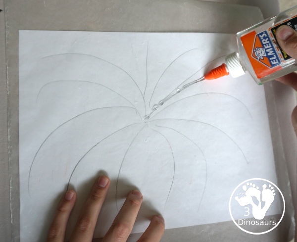 Tissue Paper Firework Craft for Kids - A fun window display for a fireworks craft that you can do for the fourth of July, New Years Eve or any holiday with fireworks. It works great for prek, kindergarten, first grade, and older. - 3Dinosaurs.com