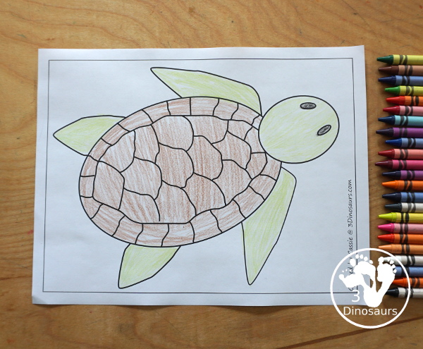Free Sea Turtle Fine Motor Mats with a sea turtle template printable, sea turtle outline printables, a sea turtle tracing printable, and a sea turtle dot marker printable - 3Dinosaurs.com