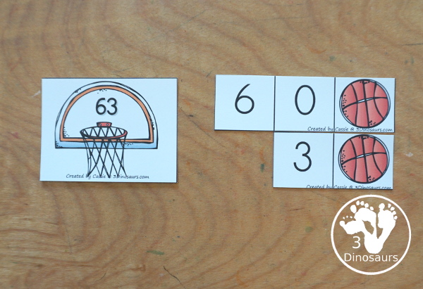 Free Basketball Place Value Arrow Cards - you have place value task cards with basketball place value arrow cards to build the numbers on the task cards. You have place value for thousands, hundreds, and ones. - 3Dinosaurs.com