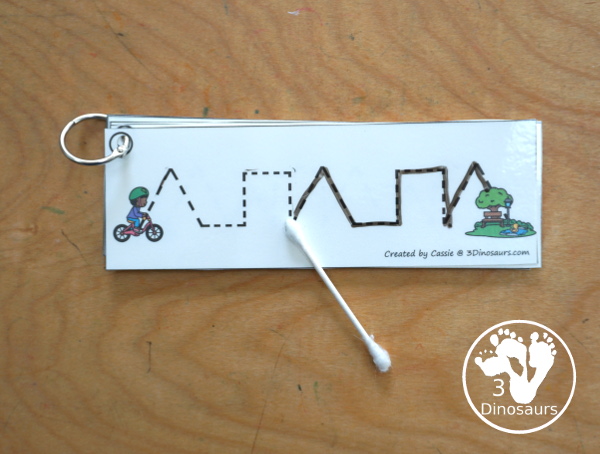 Free Bike Prewriting Pattern Strips, you have 8 prewriting pattern sets with the same prewriting patterns and mixed prewriting patterns. A fun way to change up prewriting with a bike going to the park - 3Dinosaurs.com