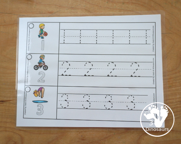 Free Summer Sports Number Tracing Strips - with numbers 0 to 20. You can tracing the numbers and an example of how to trace the numbers on the strips, plus a different summer sport on each tracing strip. - 3Dinosaurs.com