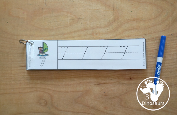 Free Summer Sports Number Tracing Strips - with numbers 0 to 20. You can tracing the numbers and an example of how to trace the numbers on the strips, plus a different summer sport on each tracing strip. - 3Dinosaurs.com