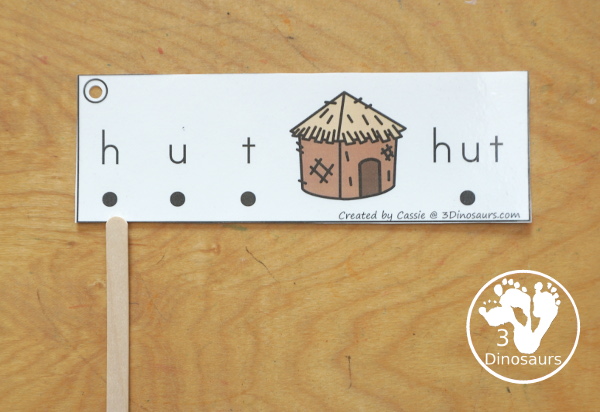 82 CVC Blending Cards For Kids - with sounding out the letters and then blending the letters together to make the words. A fun CVC printable for kids. 3Dinosaurs.com