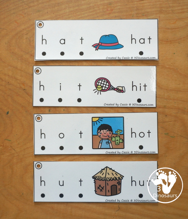 82 CVC Blending Cards For Kids - with sounding out the letters and then blending the letters together to make the words. A fun CVC printable for kids. 3Dinosaurs.com