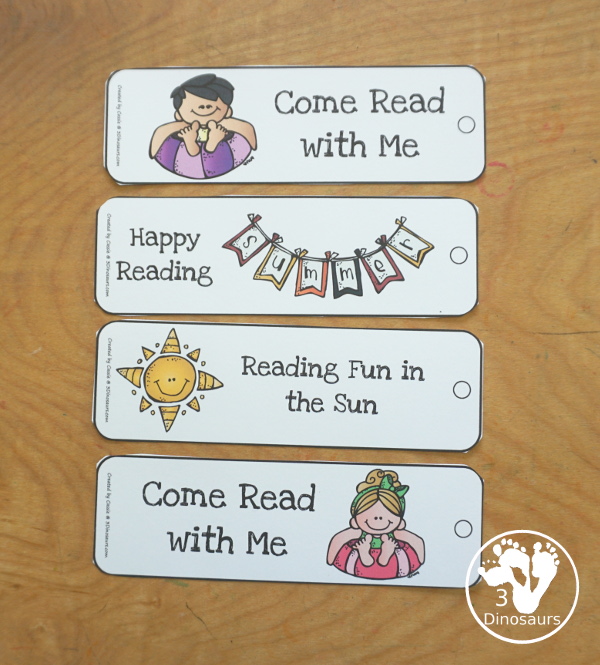 Free Summer Themed Bookmarks - 12 different bookmarks to pick from, all with fun summer themes and phrases for kids who need bookmarks or a fun place holder in a book.. 3Dinosaurs.com