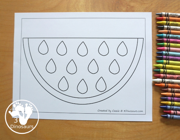 Free Watermelon Fine Motor Mat Printables - You have a watermelon template. A great fine motor set for preschool, prek and kindergarten- 3Dinosaurs.com