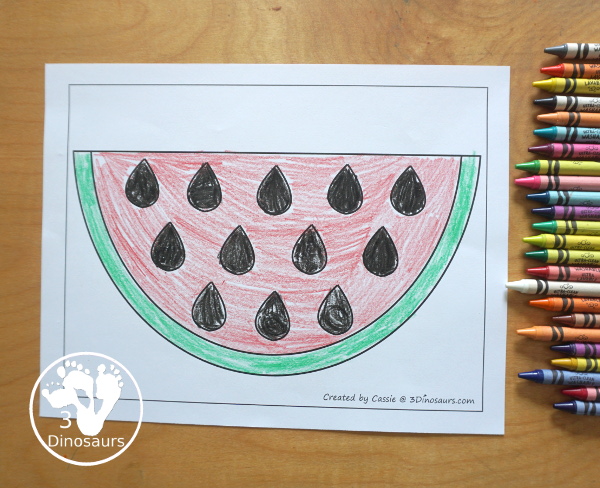 Free Watermelon Fine Motor Mat Printables - You have a watermelon template. A great fine motor set for preschool, prek and kindergarten- 3Dinosaurs.com