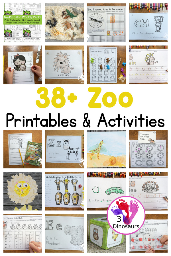 38+ Zoo Printables & Activities - zoo themed printables, zoo themed crafts, hands-on zoo activities and more for preschool, tot, prek, kindergarten, first grade, second grade, and third grade. -3Dinosaurs.com