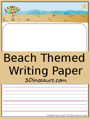 Free Beach Themed Writing Paper - 3Dinosaurs.com