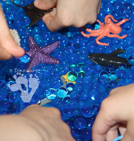 Ocean Water Bead Sensory Bin - 3Dinosaurs.com