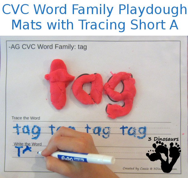 New CVC Word Family Playdough Mats With Tracing: Short A - 3Dinosaurs.com