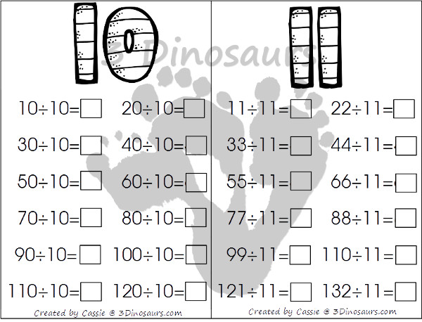 Free Division Wall Cards: 2 Types - 3Dinosaurs.com