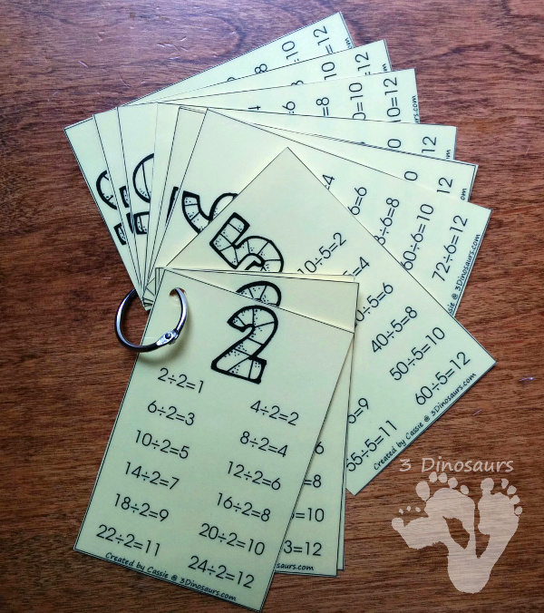 Free Division Wall Cards: 2 Types - 3Dinosaurs.com
