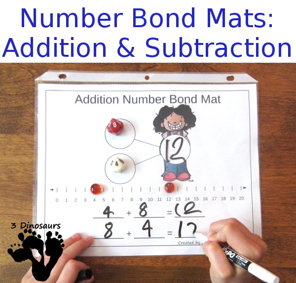Free Math Number Bond Mats: Addition & Subtraction - 3Dinosaurs.com