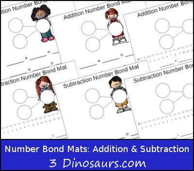 Free Math Number Bond Mats: Addition & Subtraction - 3Dinosaurs.com