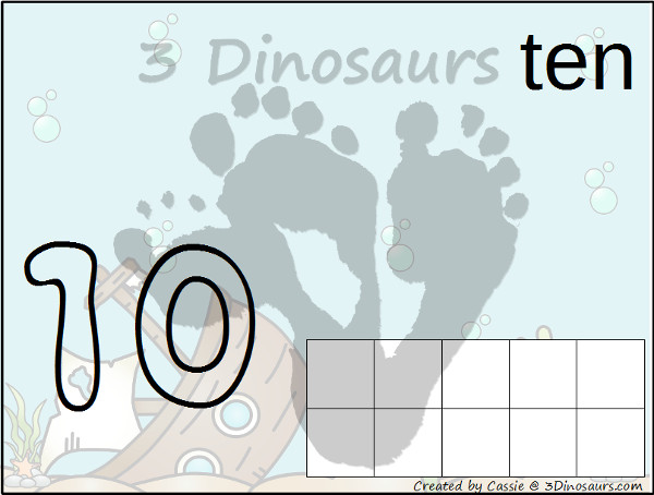 Free Ocean Themed Counting Mats: Number 1 to 10  - 3Dinosaurs.com